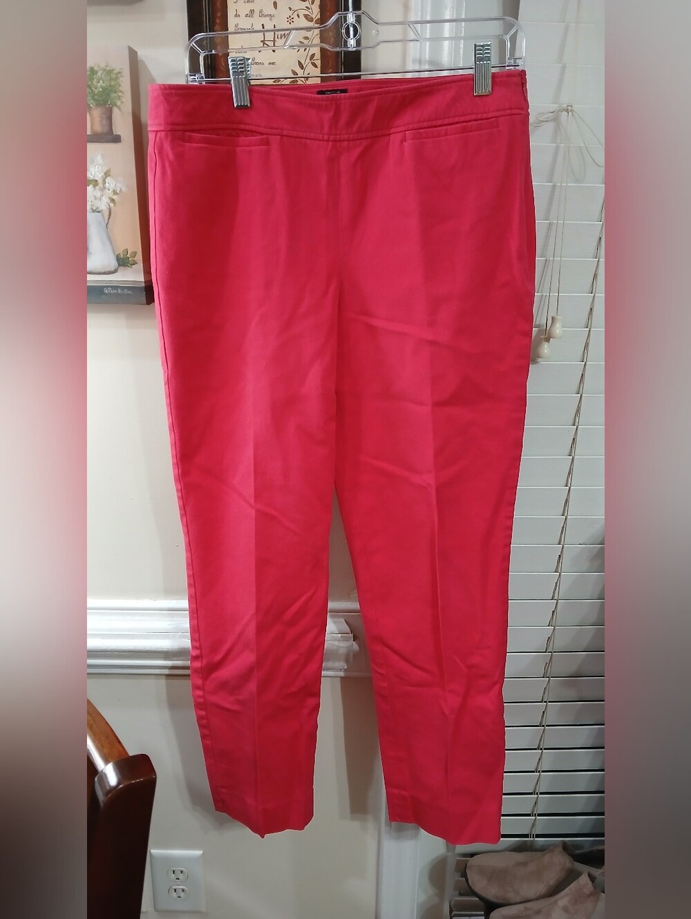 Talbots Chatham Women's Pink Solid Flat Front Dress Pants Zip/Button Stretch  6